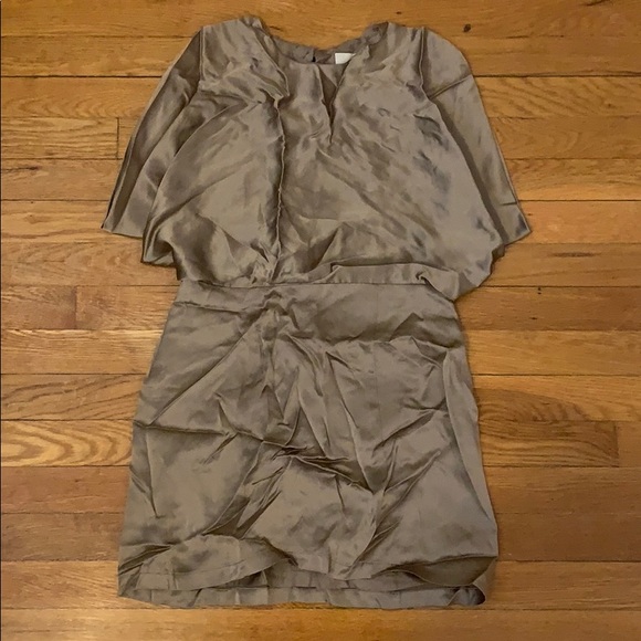 taupe silk dress